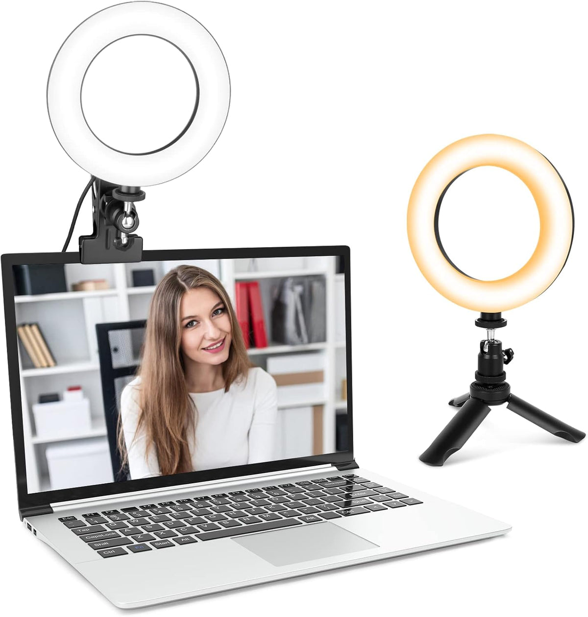 UBeesize 10.5in Laptop Ring Light with Stand and Phone Holder for Desk, Zoom Lighting for Computer, Video Recording, Streaming, Video Conference, Video Calls