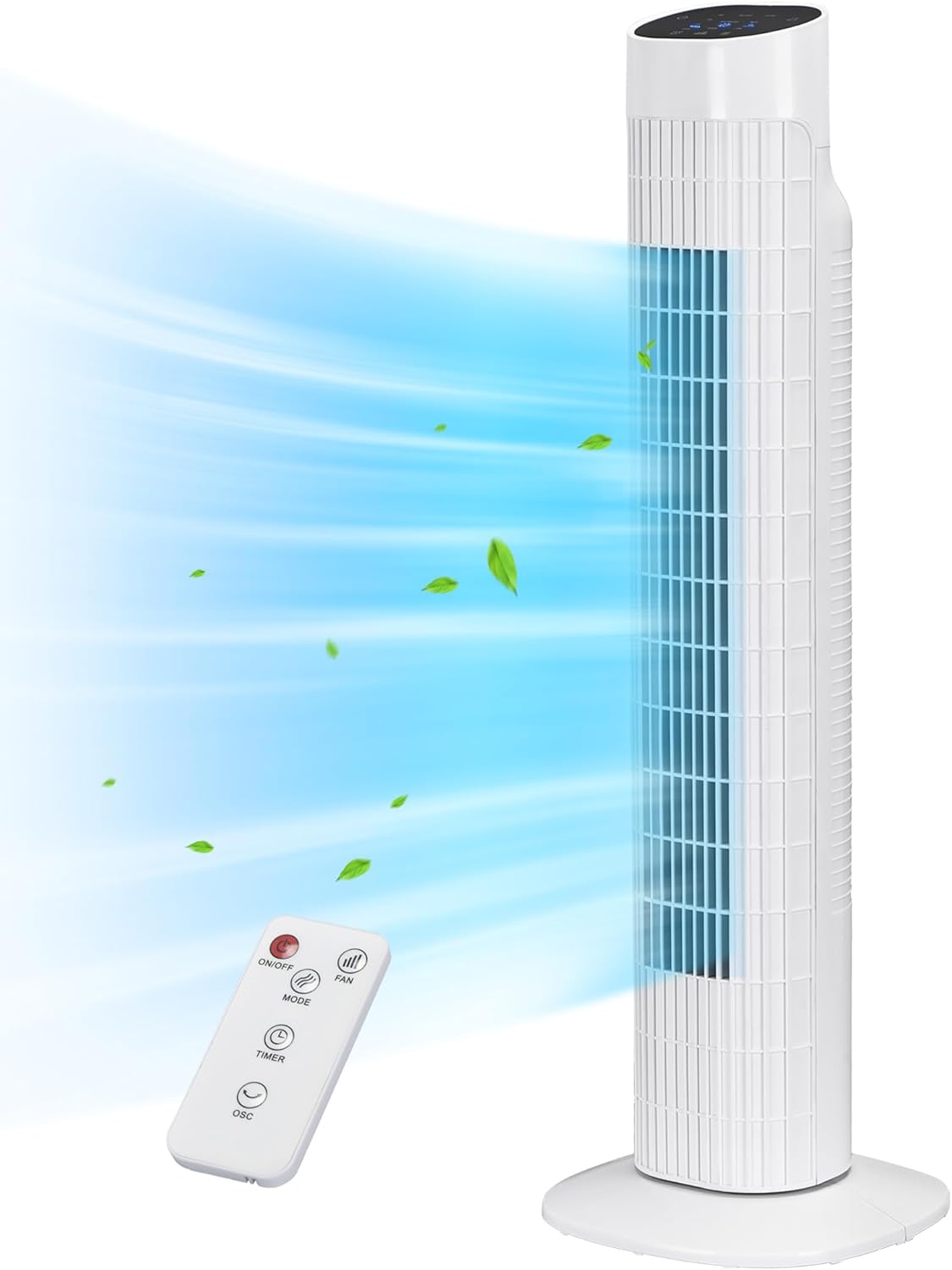 Uthfy Tower Fan with Remote, Portable 120° Oscillating Standing Fan, 3 Speeds & 3 Modes, 7.5H Timer, Fans That Blow Cold Air for Bedroom, Living Room, Office, Black