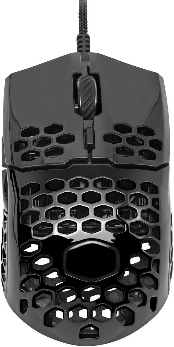 Cooler Master MM710 Glossy Black Gaming Mouse with Lightweight Honeycomb Shell, Ultraweave Cable, 16000 DPI Optical Sensor