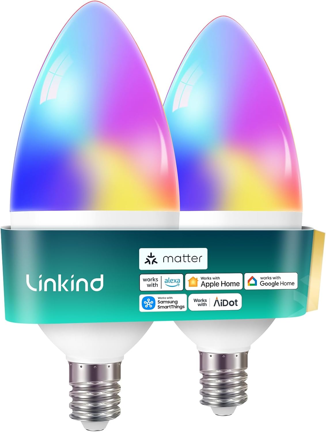 Linkind Matter E12 Led Bulb, Candelabra Color Smart Light Bulbs, 4 Pack