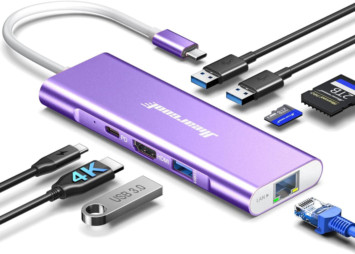 Hiearcool USB C Hub, USB C Dock, 4K@60Hz HDMI, 1Gbps Ethernet, Green