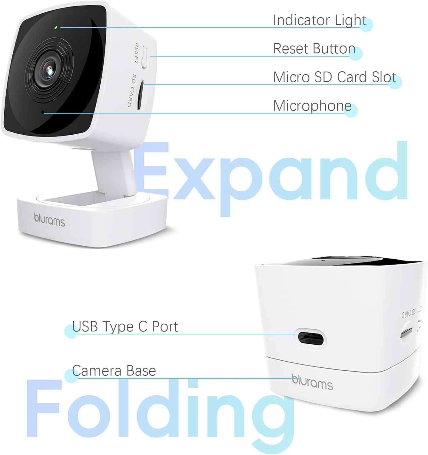 blurams Window Cameras for Home Security 5G&2.4G, 2K Security Camera Indoor, Pet Camera with Phone App, Indoor Camera w/AI Motion Detection, Compatible with Alexa, 2Pack
