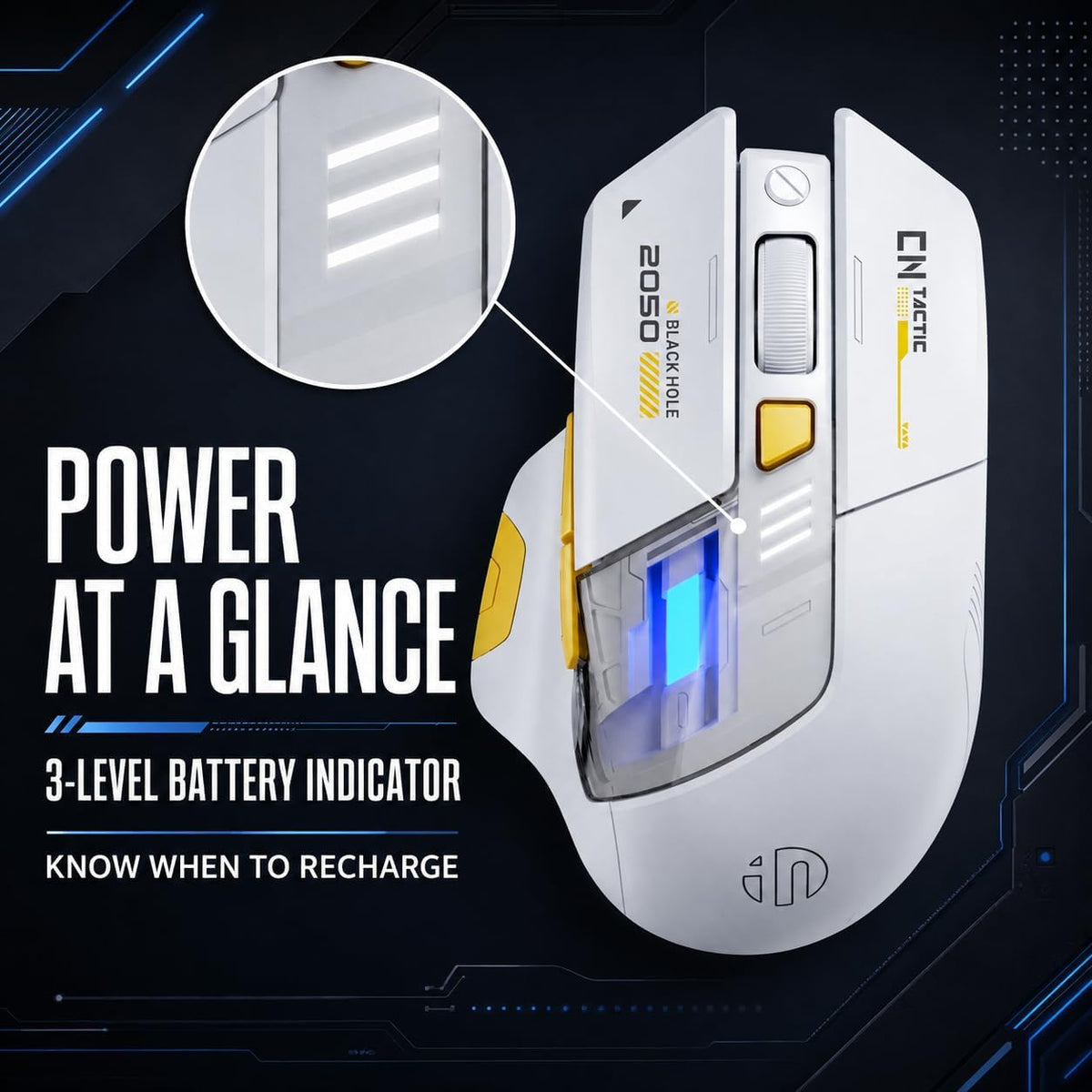 INPHIC A9 Explorer V2 Tri-Mode Silent Wireless Gaming Mouse, 12800 DPI