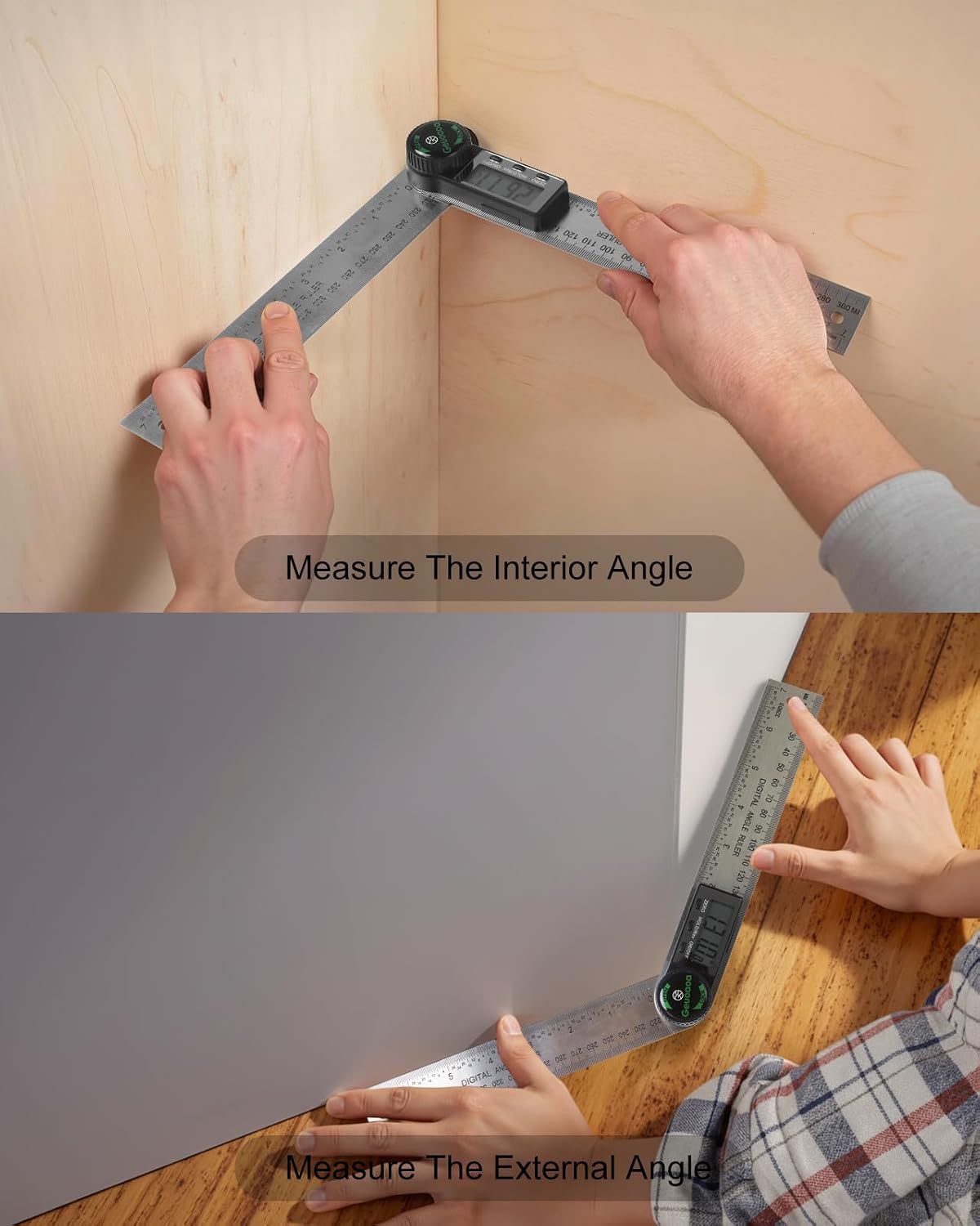 Digital Angle Finder Tool Stainless Steel, 2 Batteries Protractor | 7inch/200mm Angle Gauge Woodworking Tool for Carpenter Construction Diy Measuring