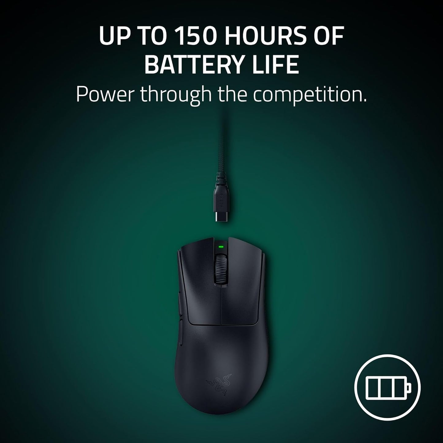 Razer DeathAdder V4 Pro Wireless Gaming Mouse, 8K Polling Rate, 56g, Black | HyperSpeed Wireless Gen-2, Optical Scroll Wheel, Optical Switches Gen-4, Focus Pro 45K Sensor Gen-2, Up to 150 Hr Battery