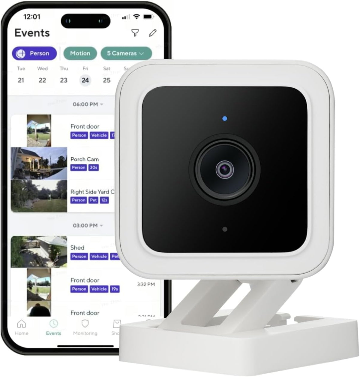 WyzeCam Cam v3 Wired WiFi Indoor/Outdoor Home Security Camera, 2-Pack