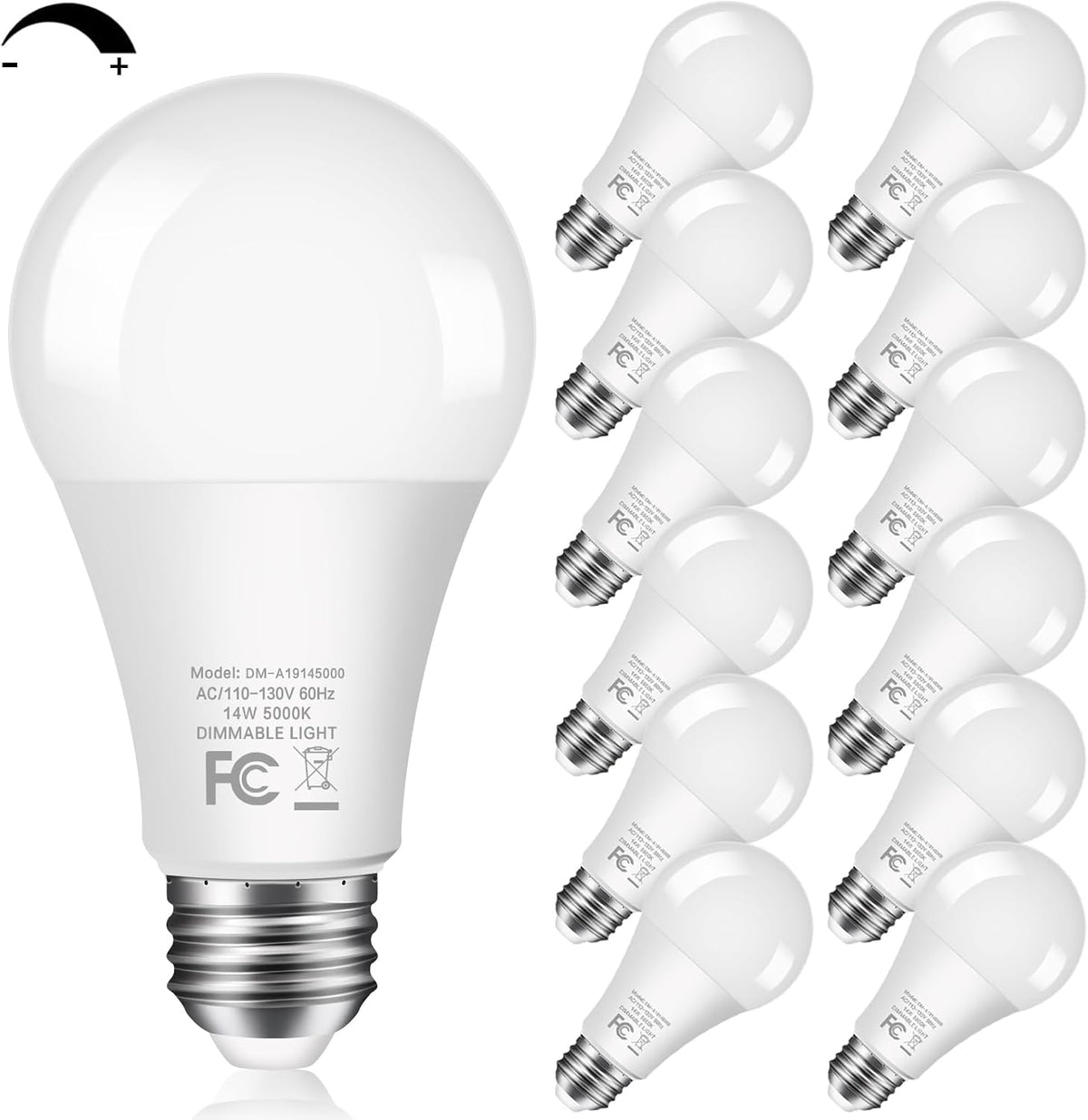 14W 1500LM Dimmable LED Light Bulbs 100 Watt Equivalent Bright A19 LED Bulbs with E26 Medium Base Daylight White 5000K CRI 90+ for Home Office Bedroom Kitchen, 10 Packs