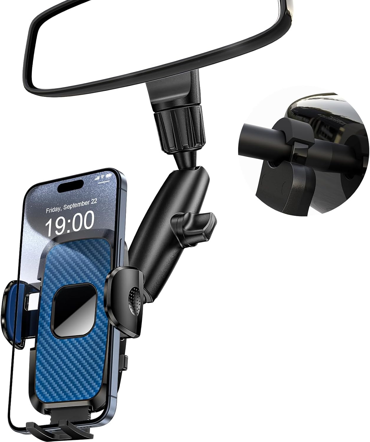Magnetic Phone Holder for Car, Rear View Mirror Phone Holder, 360° Rotating Car Phone Mount, Compatible with iPhone 17/16/15/14/13/12 Series and All Phones with Magsafe Case or Metal Ring