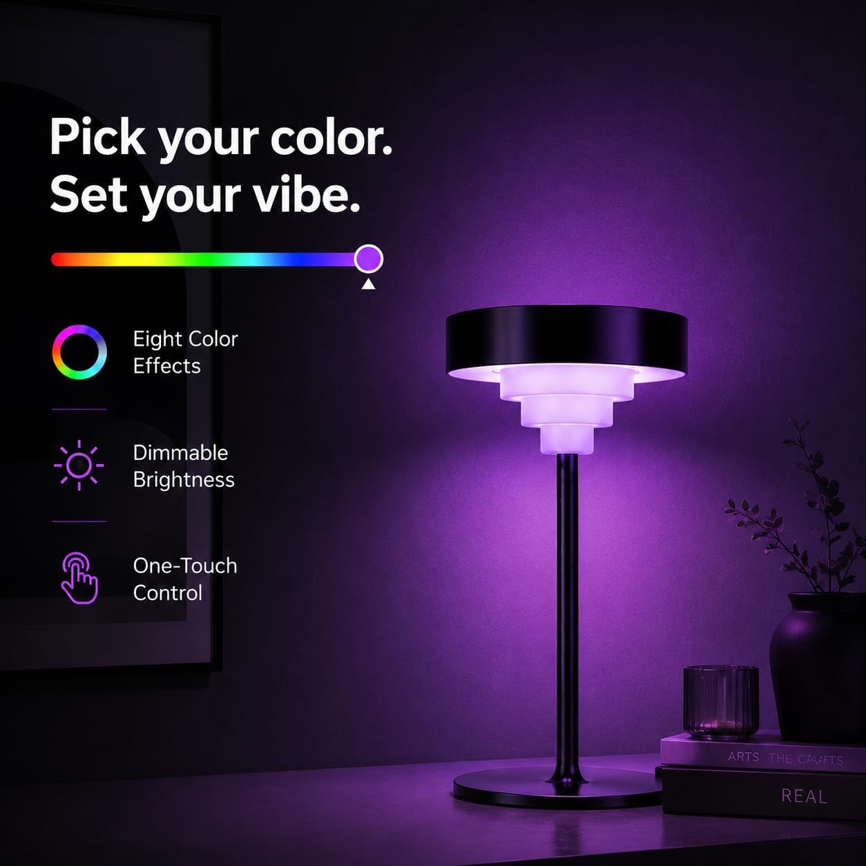 Embar Puzzle lamp with Portable RGB stepless dimming,5400mAh Battery Operated Lamps, Battery Level Display, LED Memory Function, Suitable for Restaurant, Bedroom, Cafe, and Home