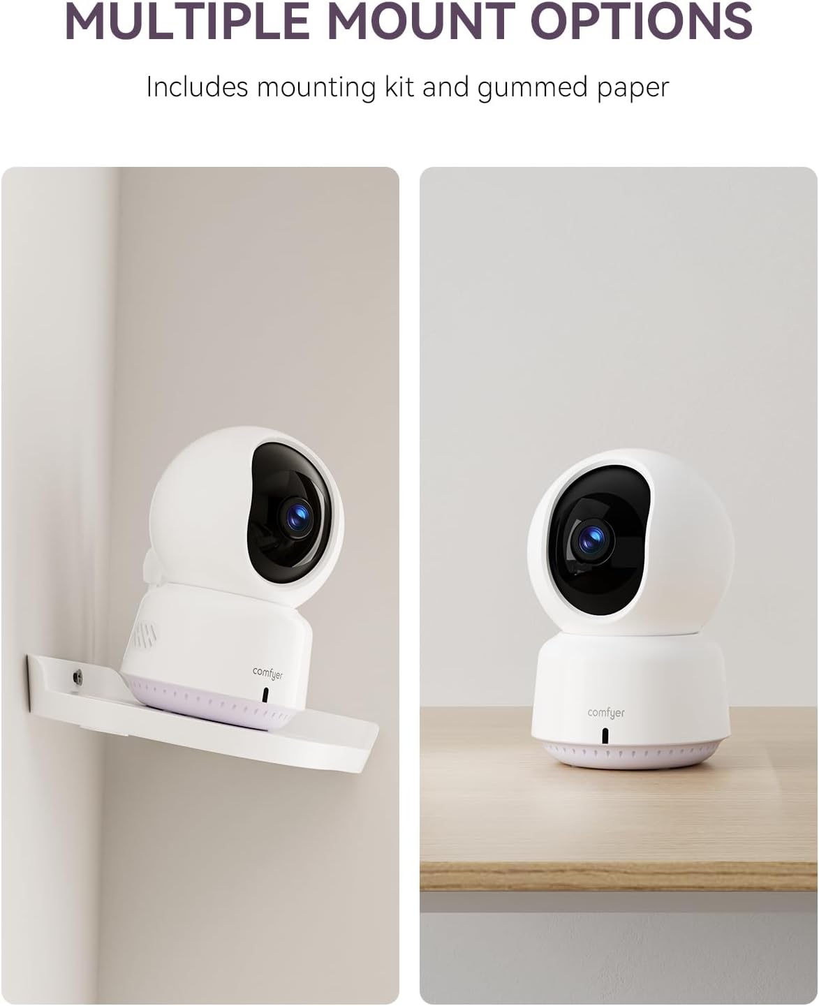 Comfyer Baby/Pet Monitor for Indoor Security, Monitoring with Smart Phone app, 2K QHD Resolution, Auto Tracking/Motion Dection, 2-Way Audio Talk, Night Vision, Pan-Tilt Camera