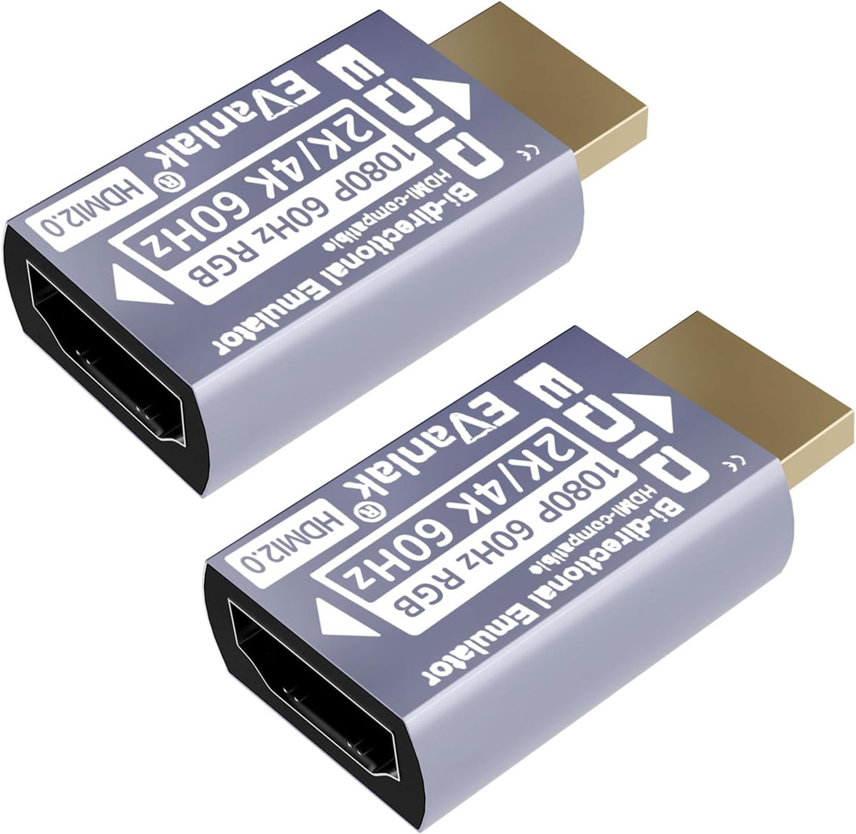 EVanlak HDMI Passthrough EDID Emulator Adapter - Dummy Plug Virtual Monitor Headless Ghost Display, 1080P@60Hz to 8K@30Hz Resolution, 1 Pack