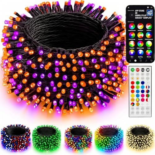Dazzle Bright Smart Color Changing Christmas Lights, 66FT 200 LED RGB String Lights with Remote & App Controlled, Halloween 4th of July Decoration for Indoor Outdoor Holiday Xmas Tree Party Decor