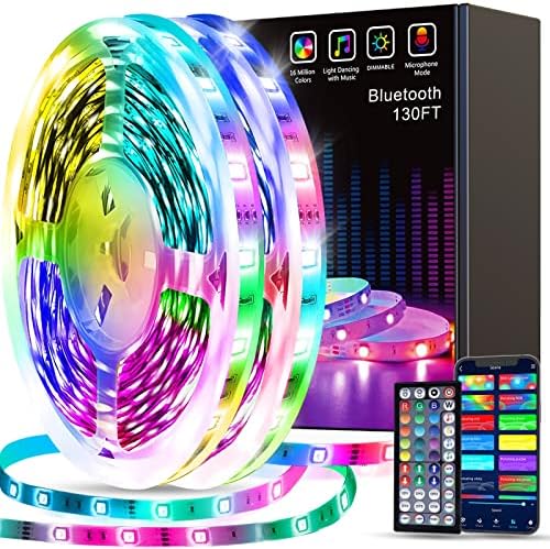 Tenmiro Led Strip Lights 130ft (2 Rolls of 65ft) Smart Light Strips with App Control RGB Led Lights for Bedroom,Music Sync Color Changing Lights for Room Party