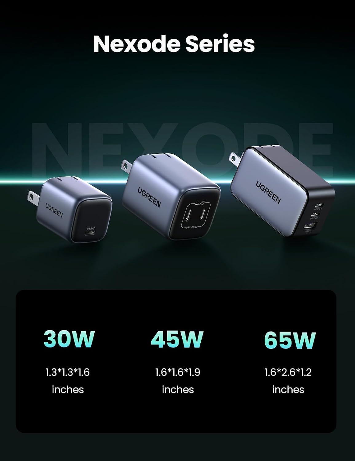 UGREEN 45W USB C Charger for iPhone 17, Nexode 2 Port GaN Foldable PPS Wall Charger Block Support Super Fast Charging 2.0 for Galaxy S26/S25 iPhone 17/16/15, iPad, MacBook Neo/Air, Black
