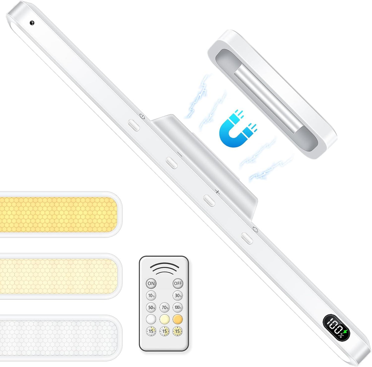 WILLED 3W Magnetic Light Bar, Eye-Friendly Makeup Lighting, 2000mah Vanity Lights for Mirror with Battery Display, Button Control Rechargeable Light Bar for Cabinet, Closet, Bathroom and Desk