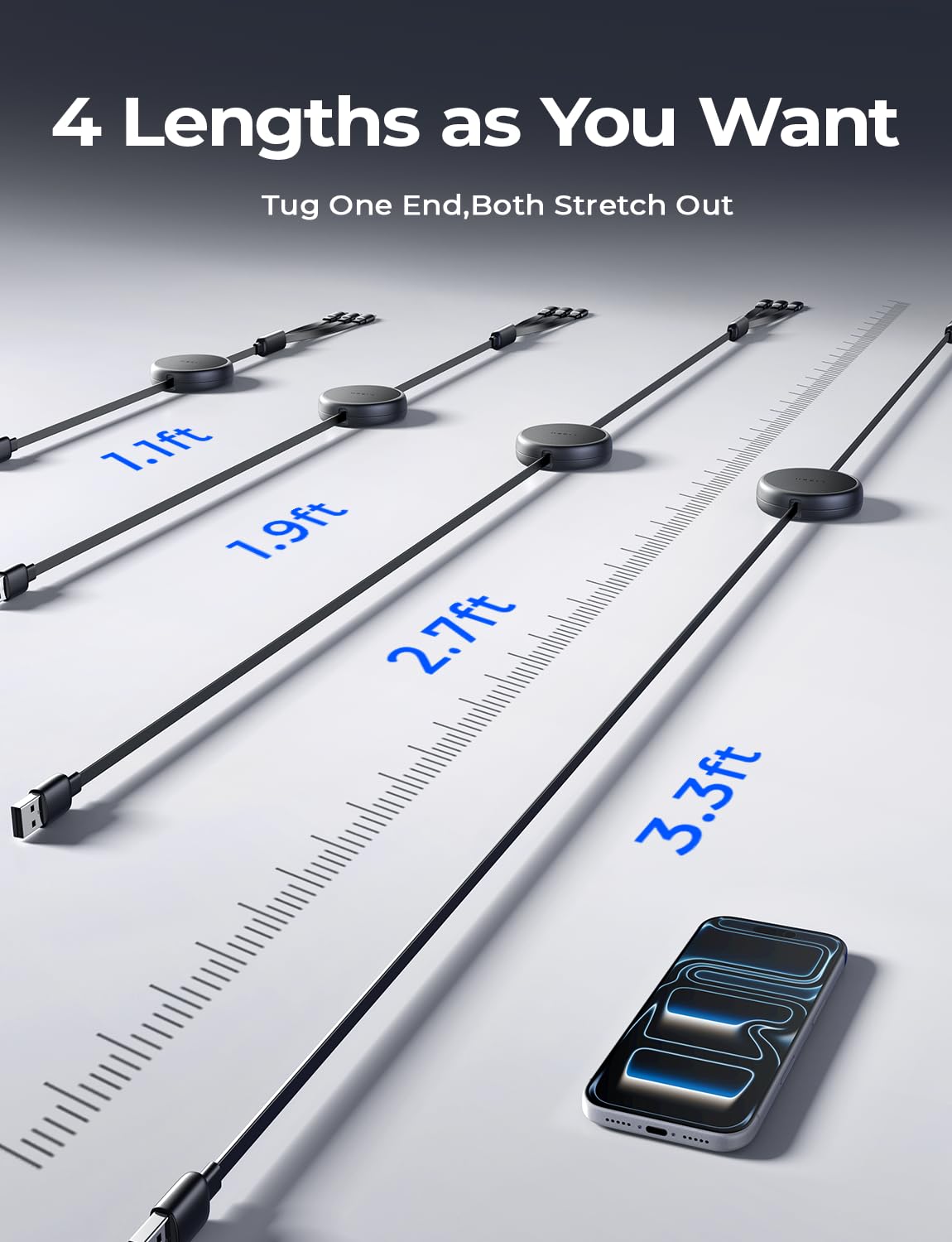 LISEN Multi Charging Cable, Retractable Car Charger for Multiple Devices
