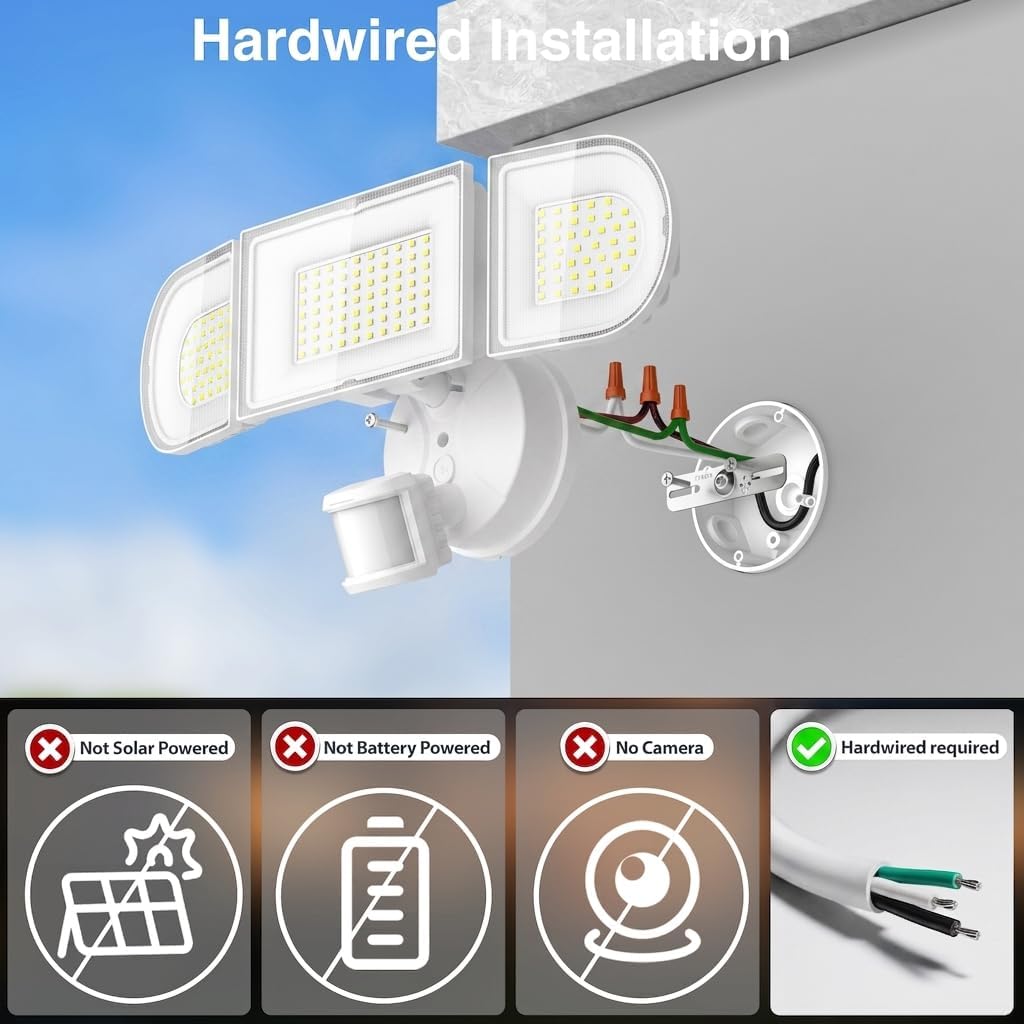 120W Smart Flood Light Outdoor, 12000lm Outdoor Security Lights with Motion Sensor, WiFi Alexa Floodlight APP Control, 2700K-6500K LED Light for Outside, IP65 Waterproof, White