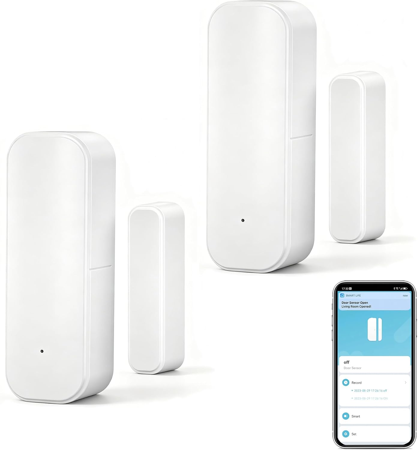 WiFi Door Sensor Window Detector: Smart Window Contact Sensor, Wireless Magnetic Door Open Detector with Free Notification Alerts, Compatible with Alexa Google Assistant (1-Pack)