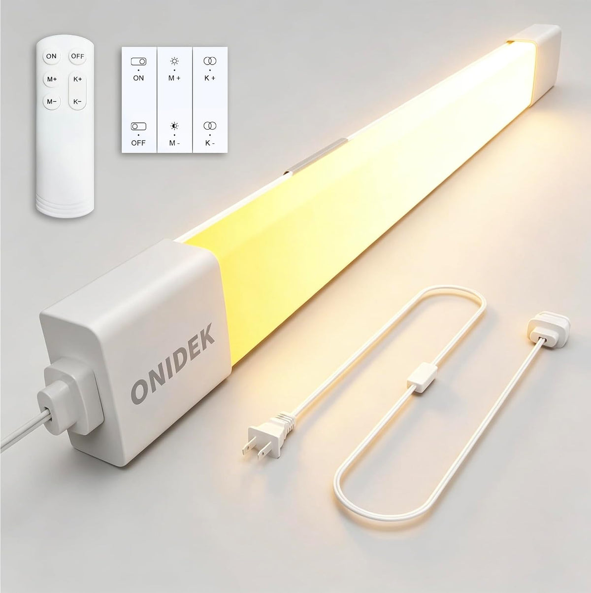 ONIDEK Under Cabinet Lights with Plug. 2700K-6500K Dimming and Color. with Wireless Control Panel and Remote Control.25W 2500LM for Garage, Kitchen, Bathroom, Closet, Office (36 inch-2PCS)