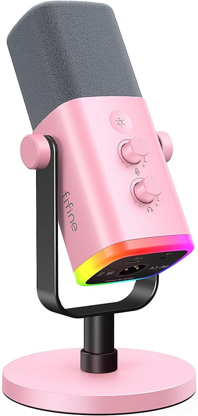 FIFINE AmpliGame AM8W XLR/USB Gaming Microphone for Streaming Podcasting