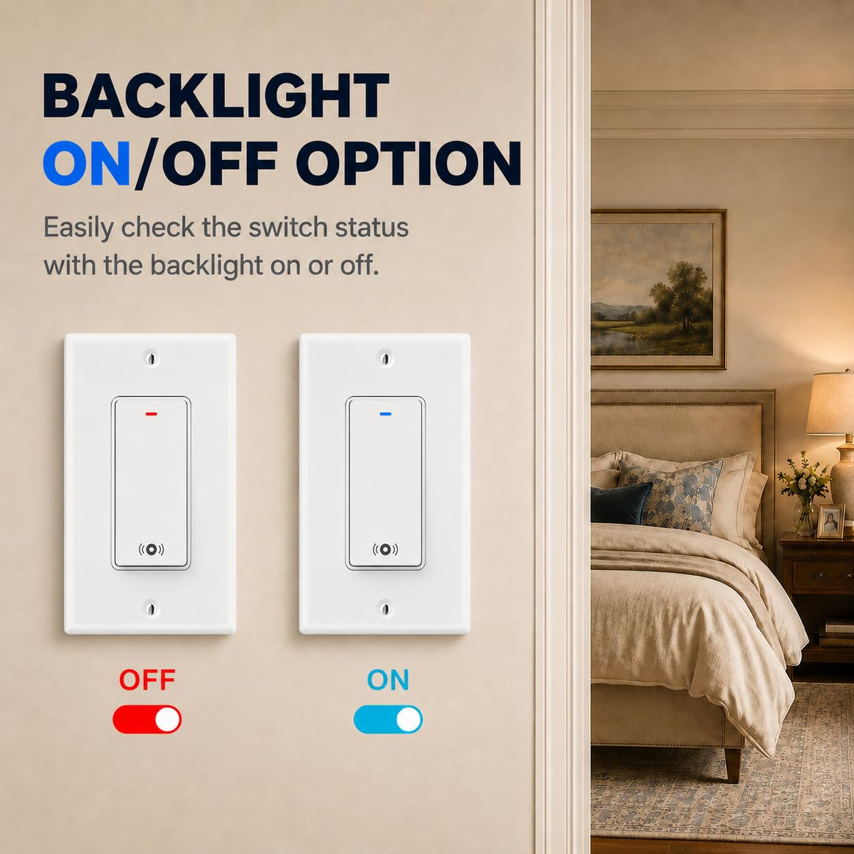 Smart Radar Switch 1 Gang, Neutral Wire Required, 2.4GHz Wi-Fi Motion Sensor Light Switch Compatible with Alexa and Google Home, UL Certified