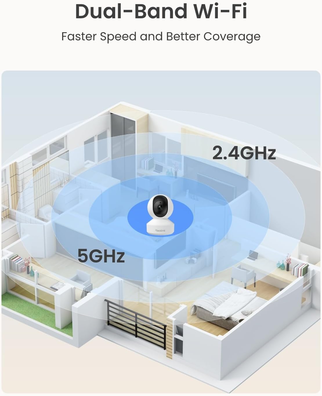 REOLINK E1 Pro 3K Dual-Band Wi-Fi Indoor Camera for Baby & Pet Monitoring | Auto Tracking, 5MP Night Vision Enhanced by F1.6 Aperture, Person/Pet/Baby Crying Detection, 2.4/5GHz Wi-Fi, Two-Way Audio