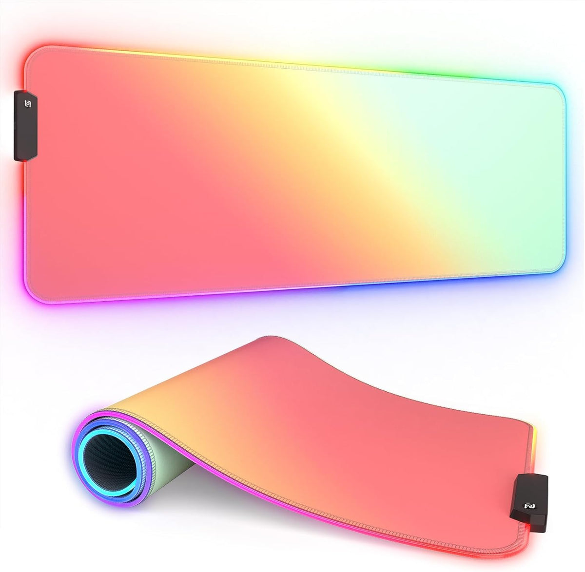 ITNRSIIET RGB Gaming Mouse Pad, Full Desk XL Extended Large Gaming Mousepad, 12 Lighting Modes 30% Thicker Big LED Desk Mat for Gamers, 32 x 12 inches, Japanese Waves
