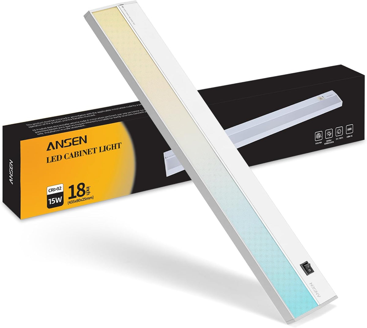 Ansen 36inch 22w 1426lm Hardwired Under Cabinet Lights, 5CCT 2700K-5000K, CRI 92+, R9 90+, UGR Lower Than 16, LED Dimmable Under Counter Lighting for Kitchen