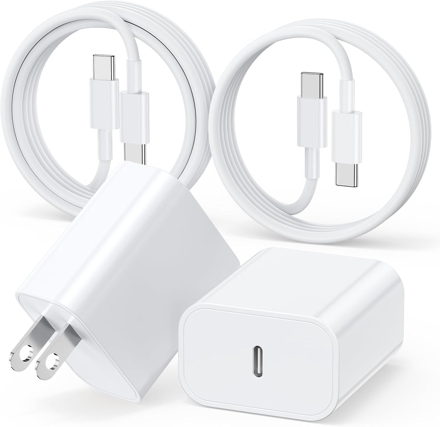 20W Fast Charger USBC for iPhone 17 16 15 & 3/6/10FT Charging Cable Cord