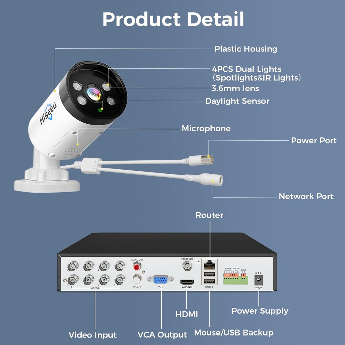 Hiseeu 4K Wired Security Camera System,8PCS 8MP CCTV Cameras,3TB HDD