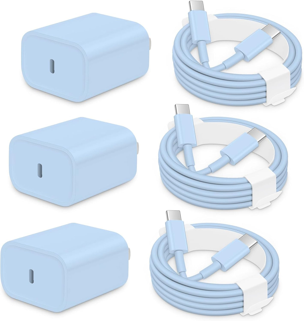AISNI iPhone 17/16/15 Charger Fast Charging 3 Pack Type C Chargers | 20W USBC Charger Block for iPhone 17 16 15 Pro max iPad Pro with Long 6 FT iPhone USB C Cable-White
