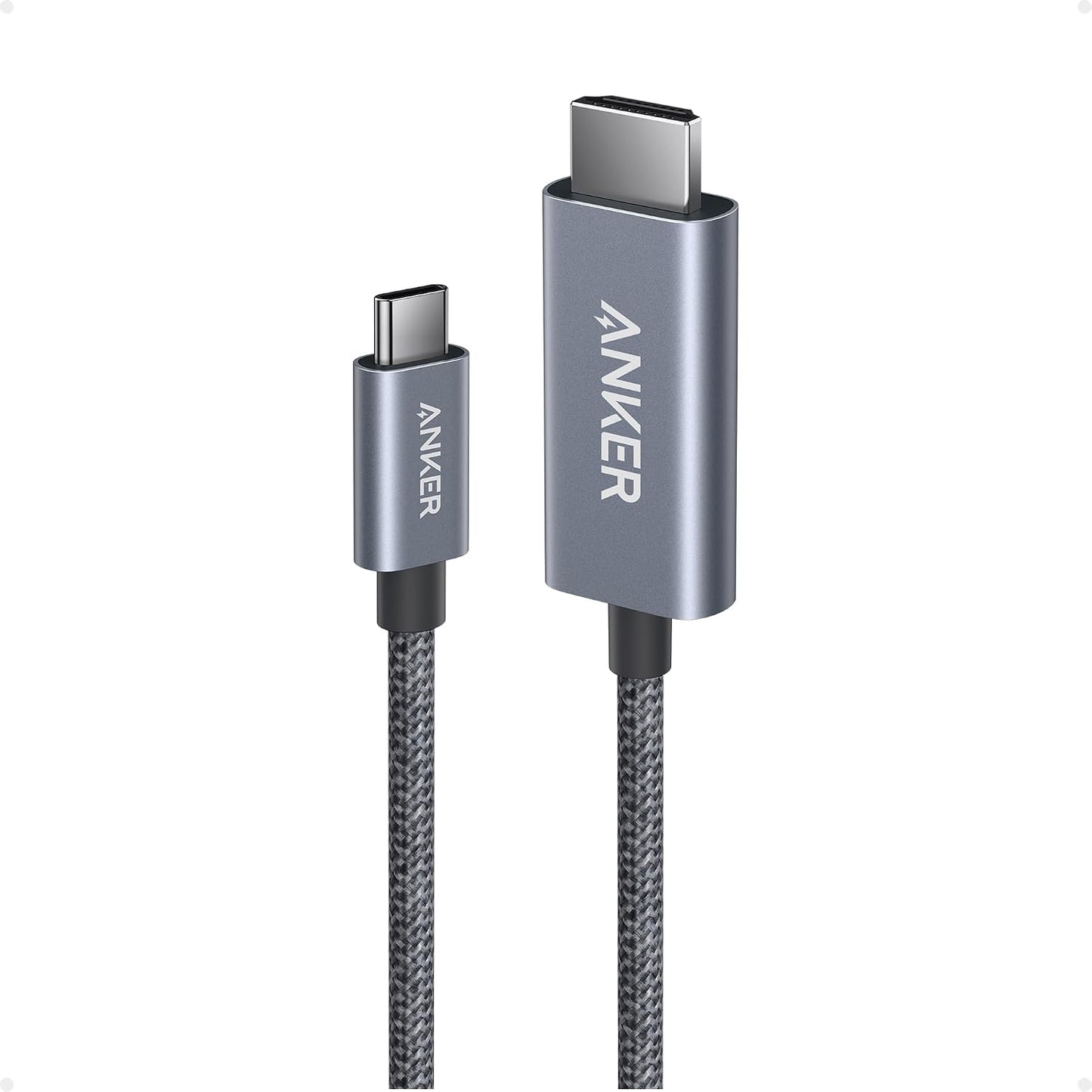 Anker HDMI Cable, 4K@60Hz Ultra-Fast USB C to HDMI Cord, 6ft | Nylon-Braided Cable with Advanced Shielding, HDR, Thunderbolt 5/4/3 Compatible, for MacBook, iPad, iPhone, HD TV, Black