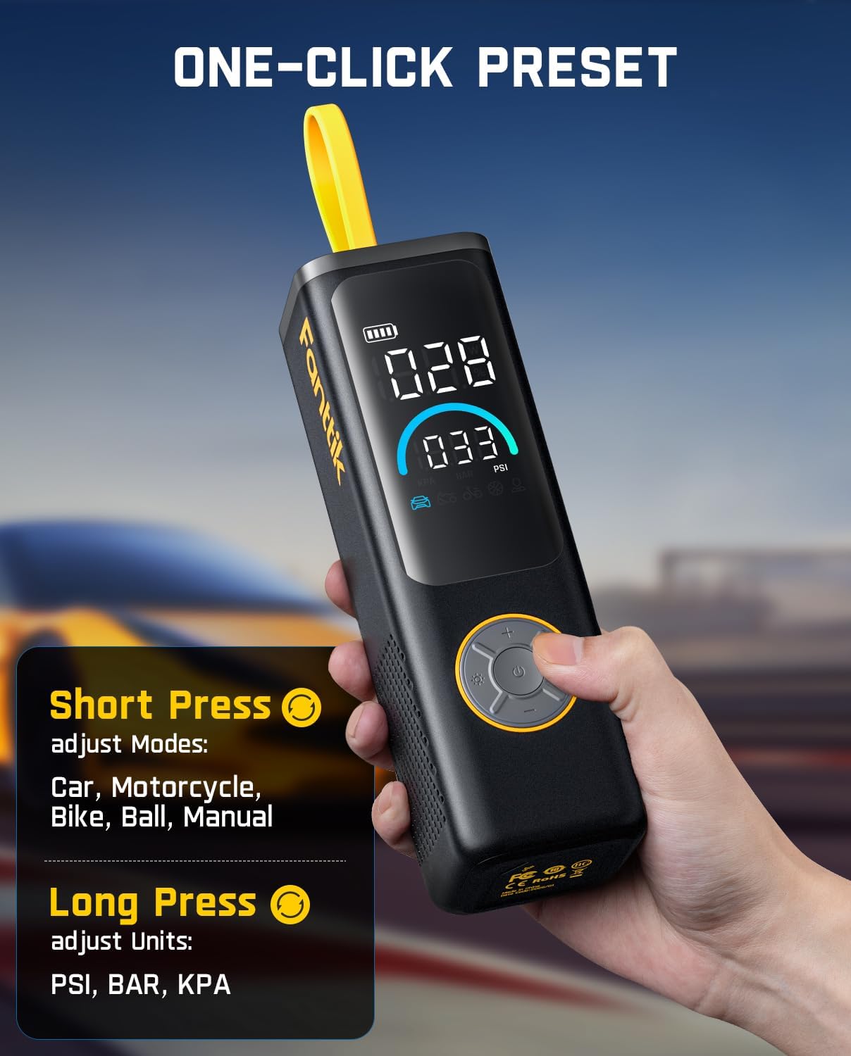 Fanttik X9 APEX Portable Air Compressor for Car Tires, 35s Fast Inflation | 150PSI Cordless Tire Inflator with Light and Power Bank, Handed Inflator for SUV, Sedan, Motorcycle, Bike, Ball, Black