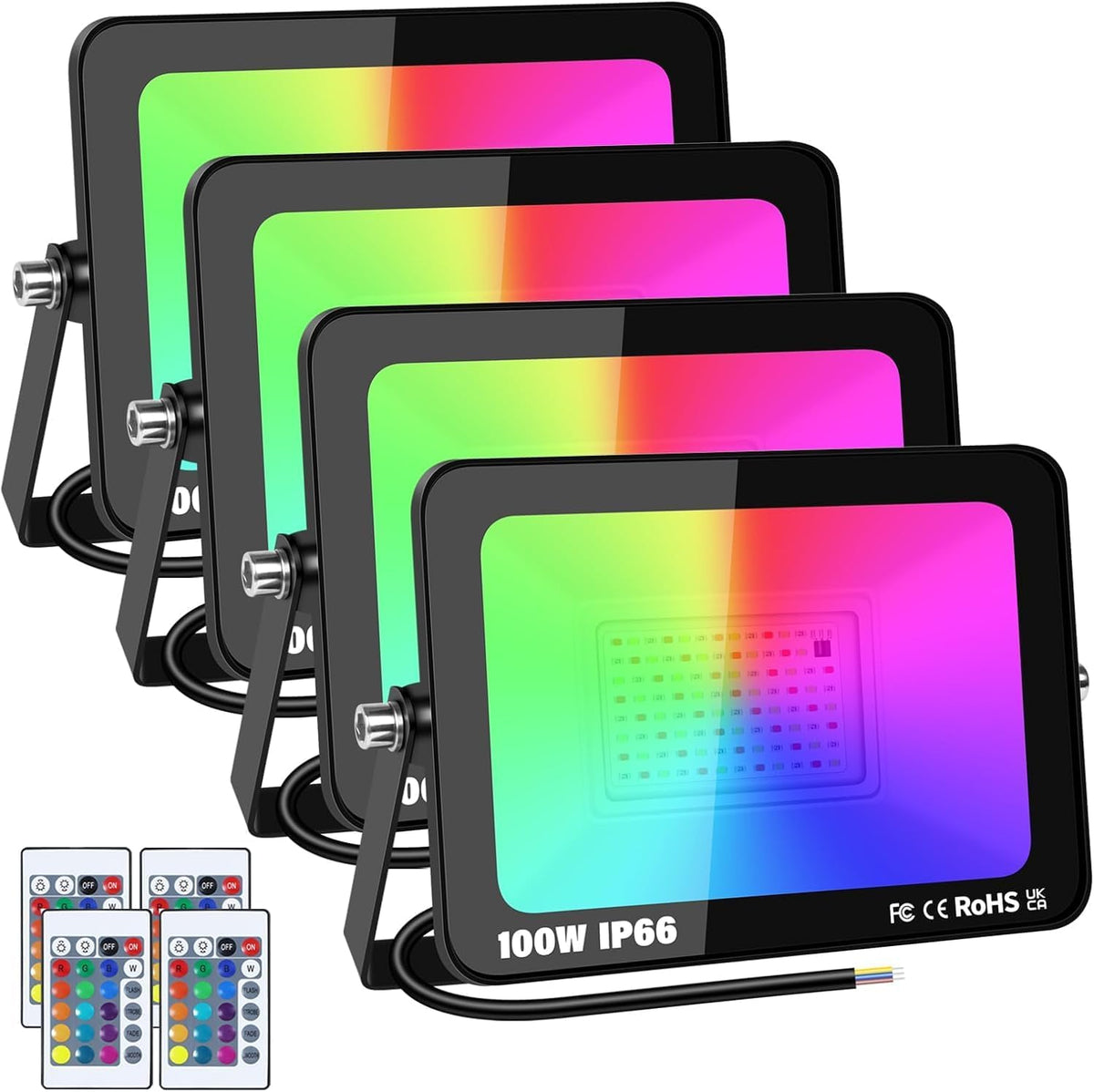 2-Pack 50W RGB LED Flood Light, Remote Outdoor Color Changing Light