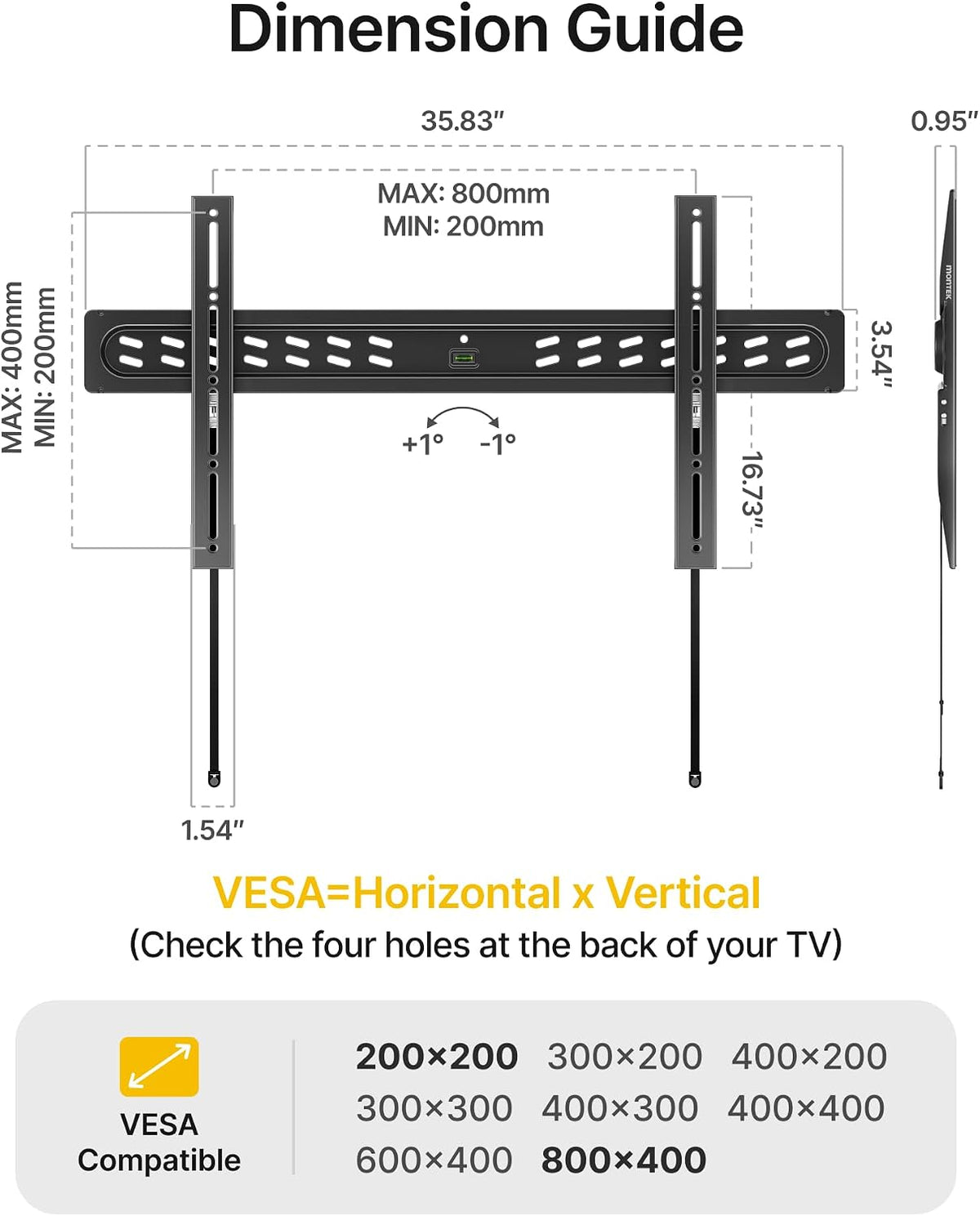 monTEK Ultra Slim Fixed TV Wall Mount for 43–95 inch TVs Holds 150 lbs