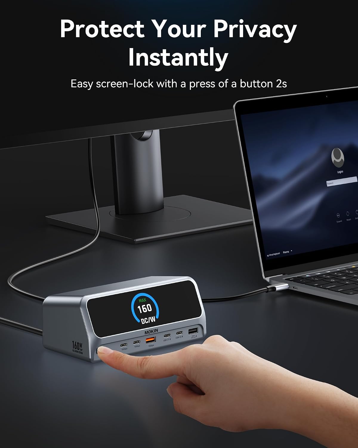 MOKiN Docking Station Dual Monitor with 2 HDMI/Built in 160W Power