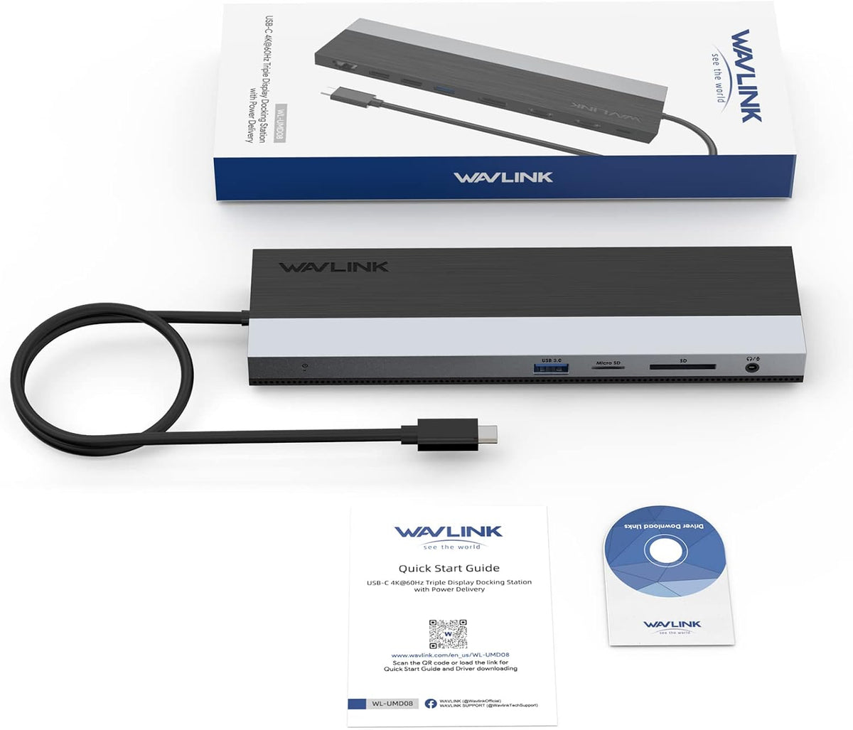 WAVLINK USB C Docking Station, USB-C Dock Triple Display PD 85W