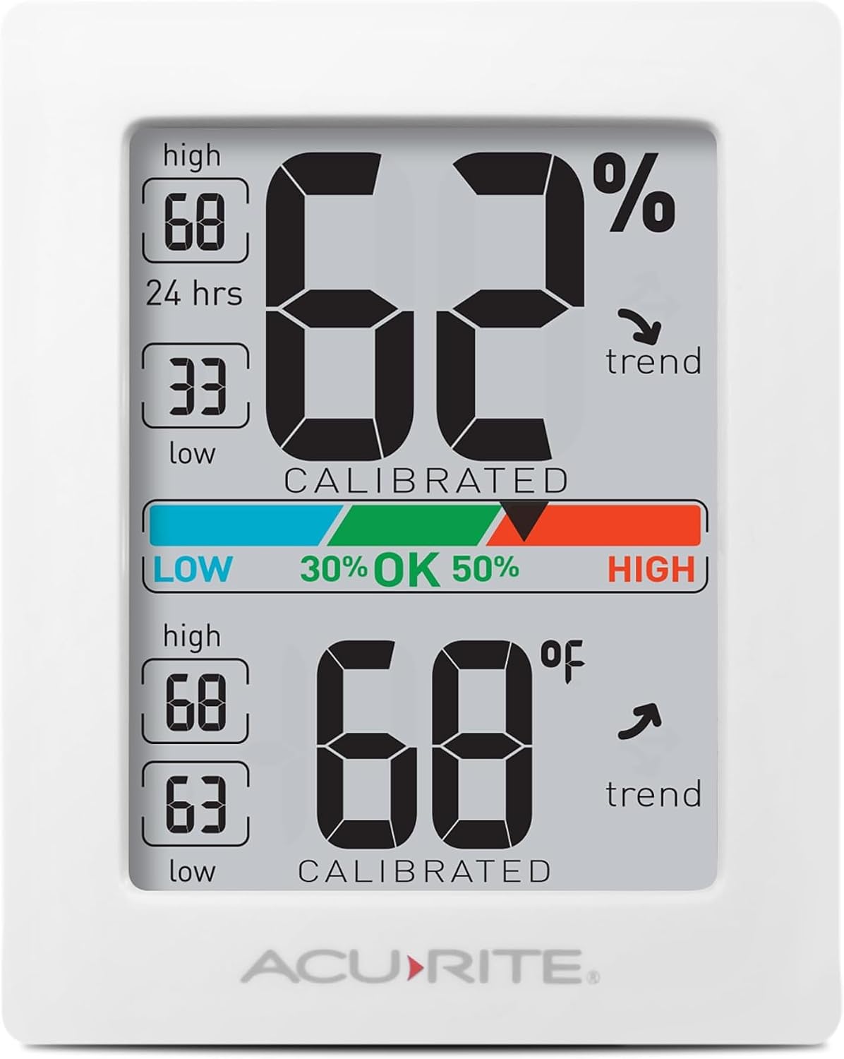 AcuRite Humidity Meter Hygrometer and Indoor Digital Thermometer with Temperature Gauge and Humidity Gauge, Room Thermometer Comfort Scale, 3 x 2.5 Inches, White (01083M)