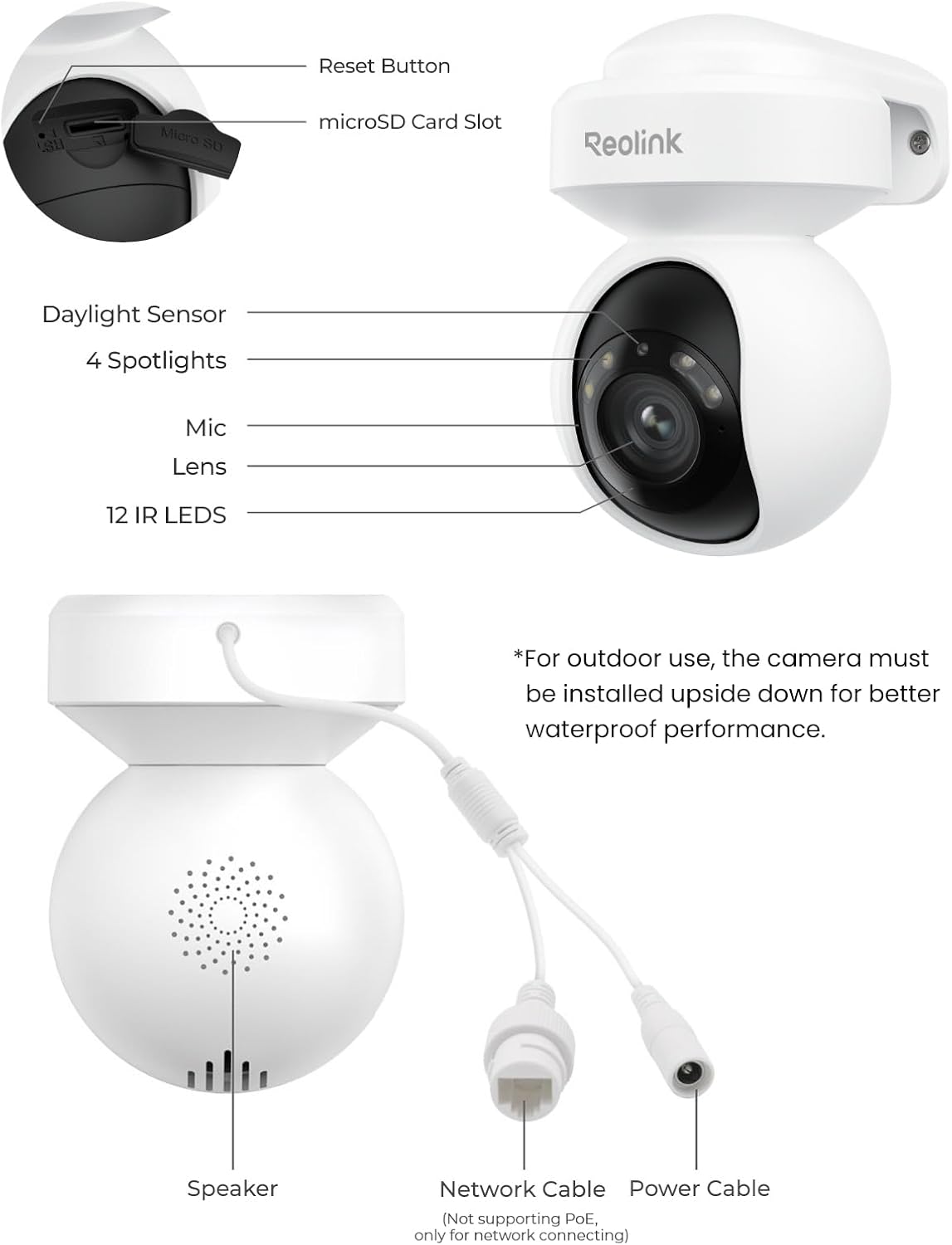 REOLINK E1 Outdoor Pro 4K PTZ Outdoor Security Camera WiFi Plug-in Power