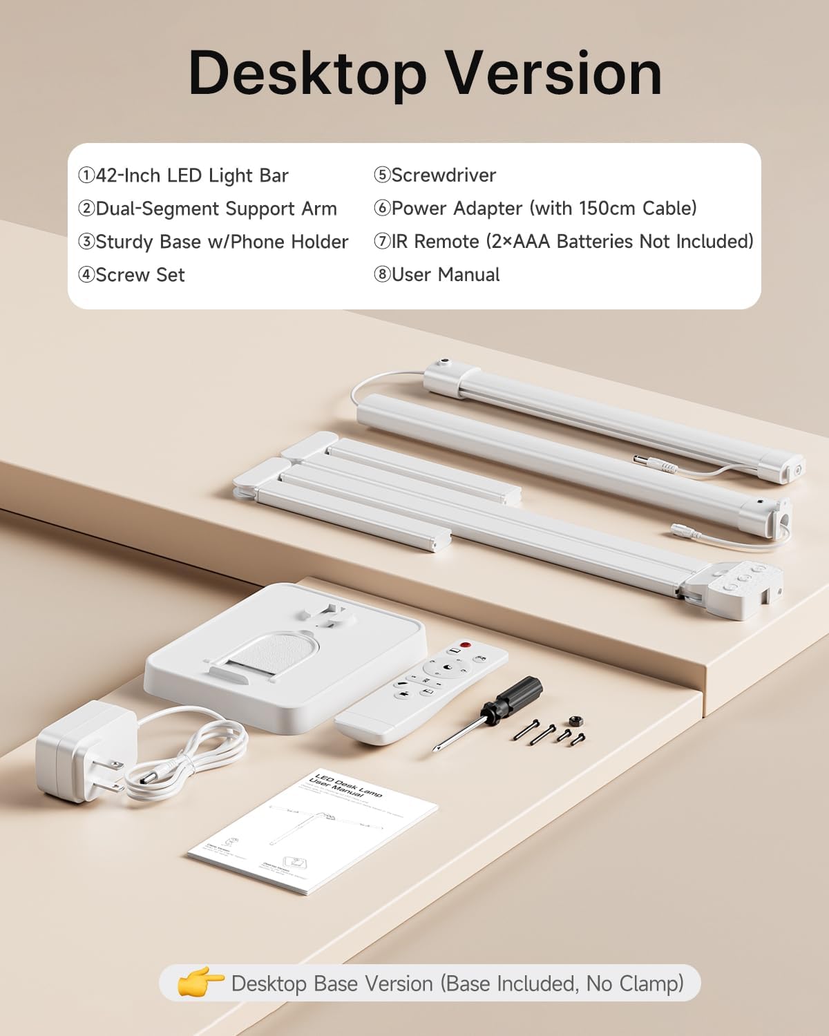 ONEMIX LED Desk Lamp with Base, 42-Inch 4-Panel Light for Dual Monitors