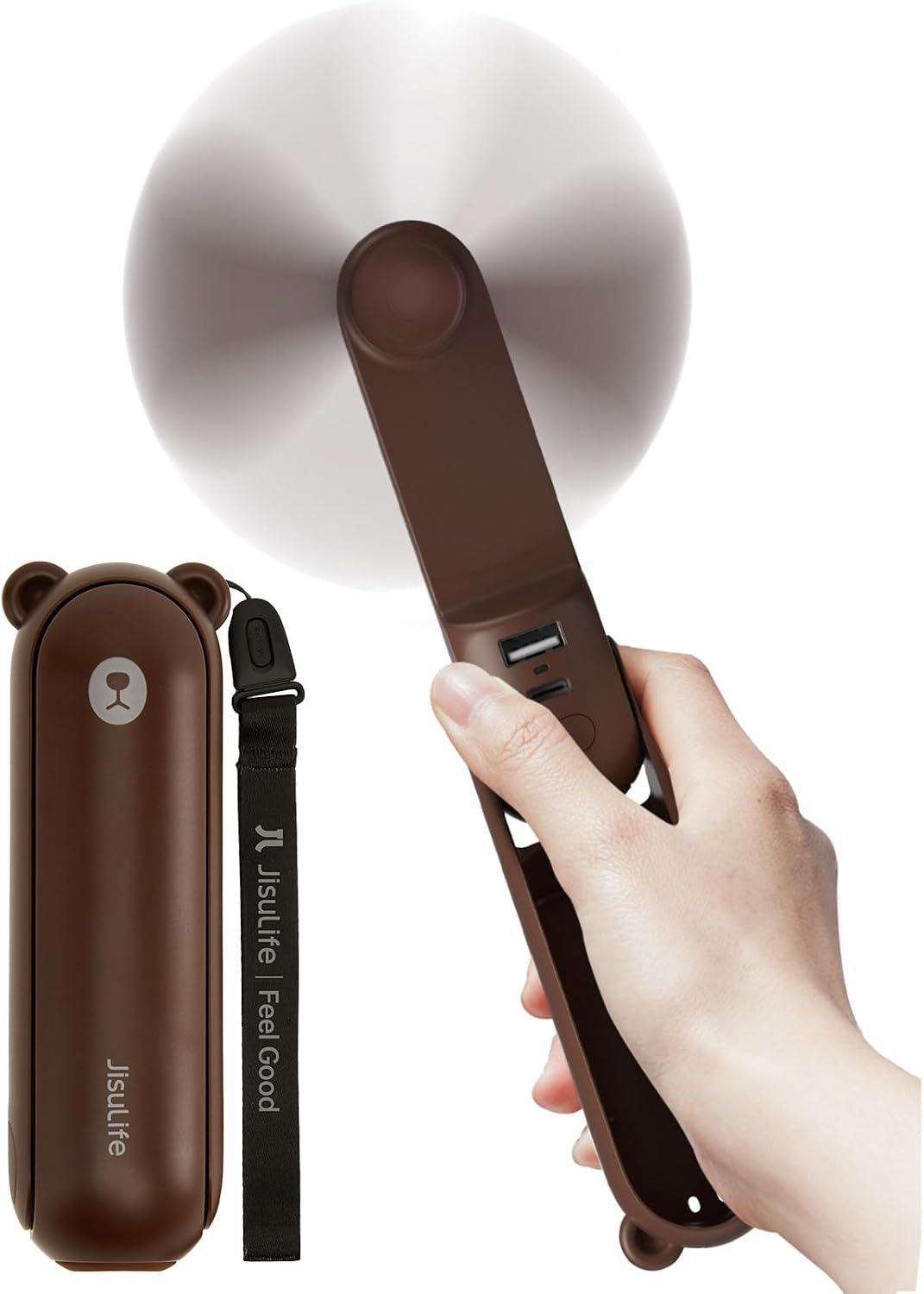 JISULIFE Handheld Fan 8 Plus: 40H Cooling & 4500mAh PowerBank & Flashlight | USB Rechargeable, Portable Pocket Size for Travel, Makeup, Concerts, Summer Gifts for Women(Green)