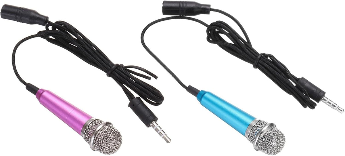 MECCANIXITY 2Pcs Mini Microphone Tiny Portable Microphone with Covers for Singing Voice Recording Video for Phone Computer Notebook (Rose Red, Rose Gold)