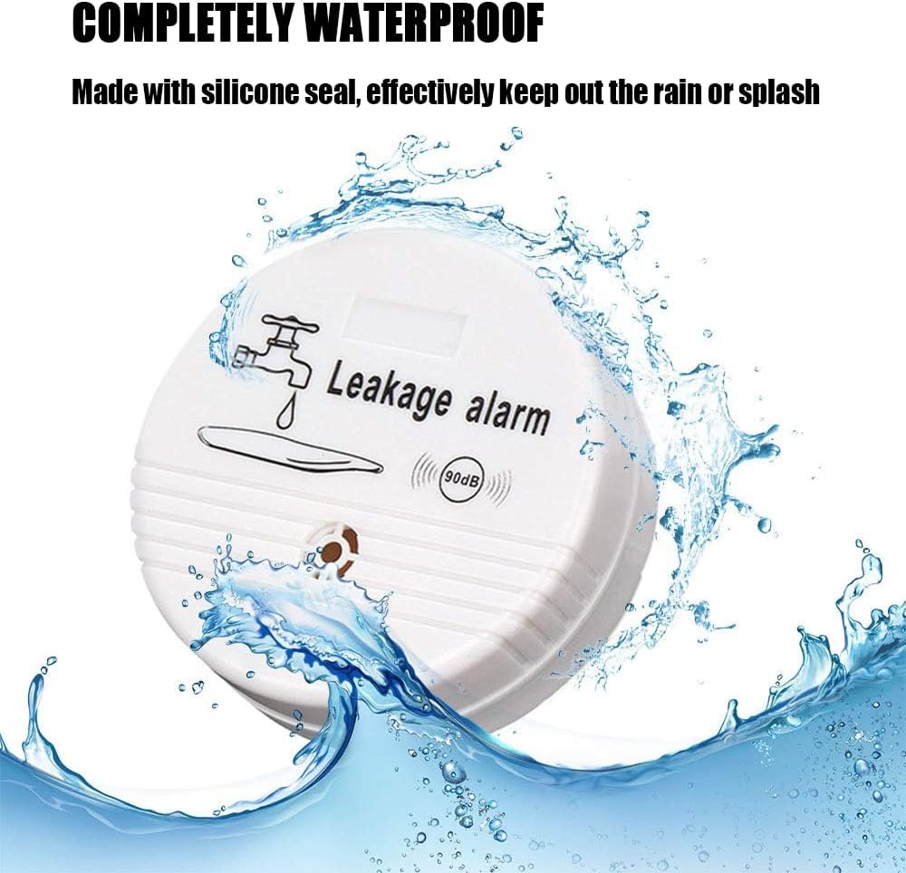 WER 90dB High-Sensitivity Water Leak Alarm, Liquid Overflow Detector Sensor | Battery-Powered Water Sensor for Kitchen, Bathroom, Basement, Laundry Room, Prevent Home Water Damage (Without Battery 2PC)