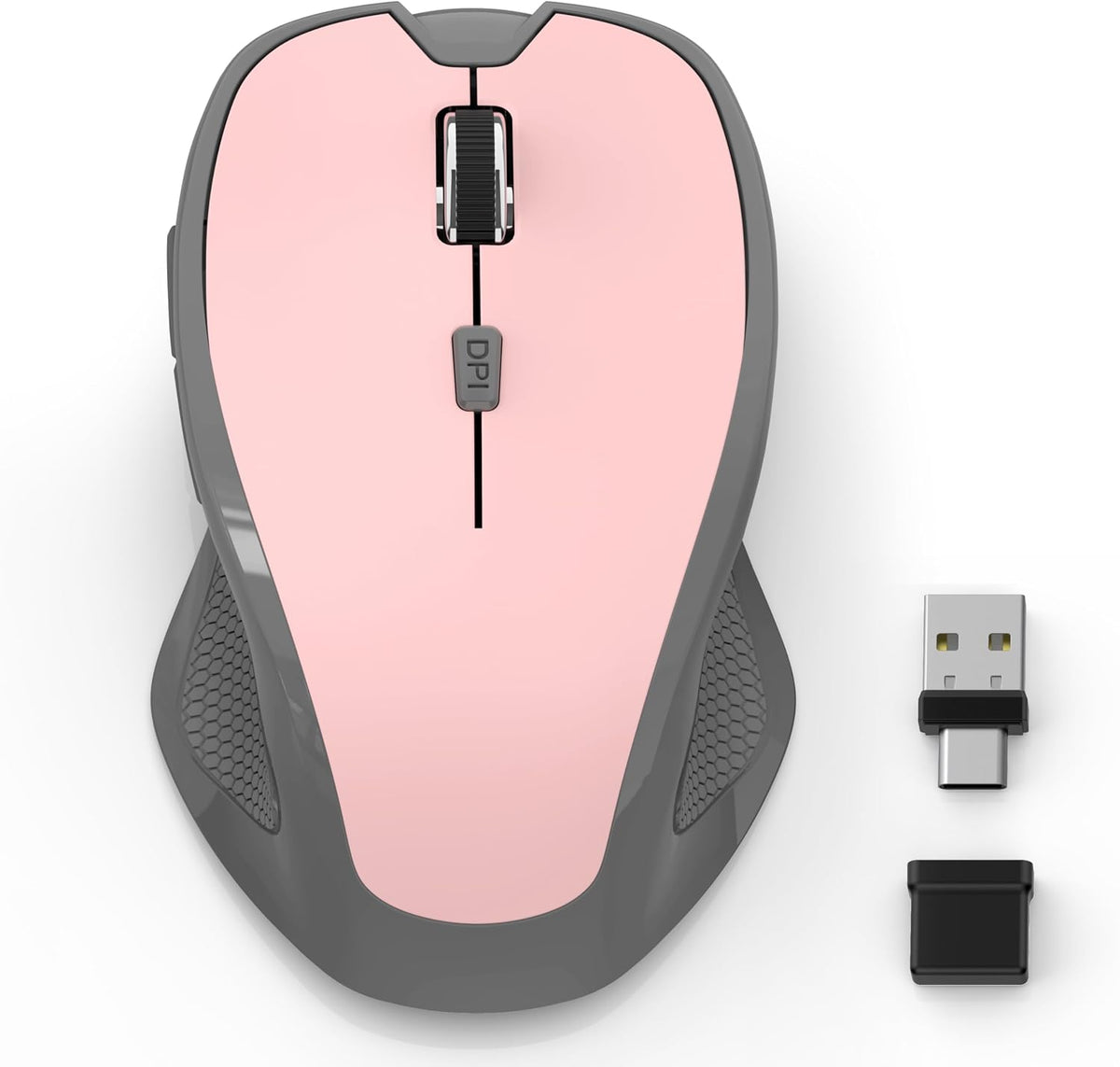 Wireless Bluetooth Mouse for MacBook, Laptop, iPad Air/Pro, Rechargeable Silent Optical Mouse with Jiggler, Dual Mode Bluetooth 5.2/3.0 & 2.4G USBA/USBC Type-C Receiver (Black)