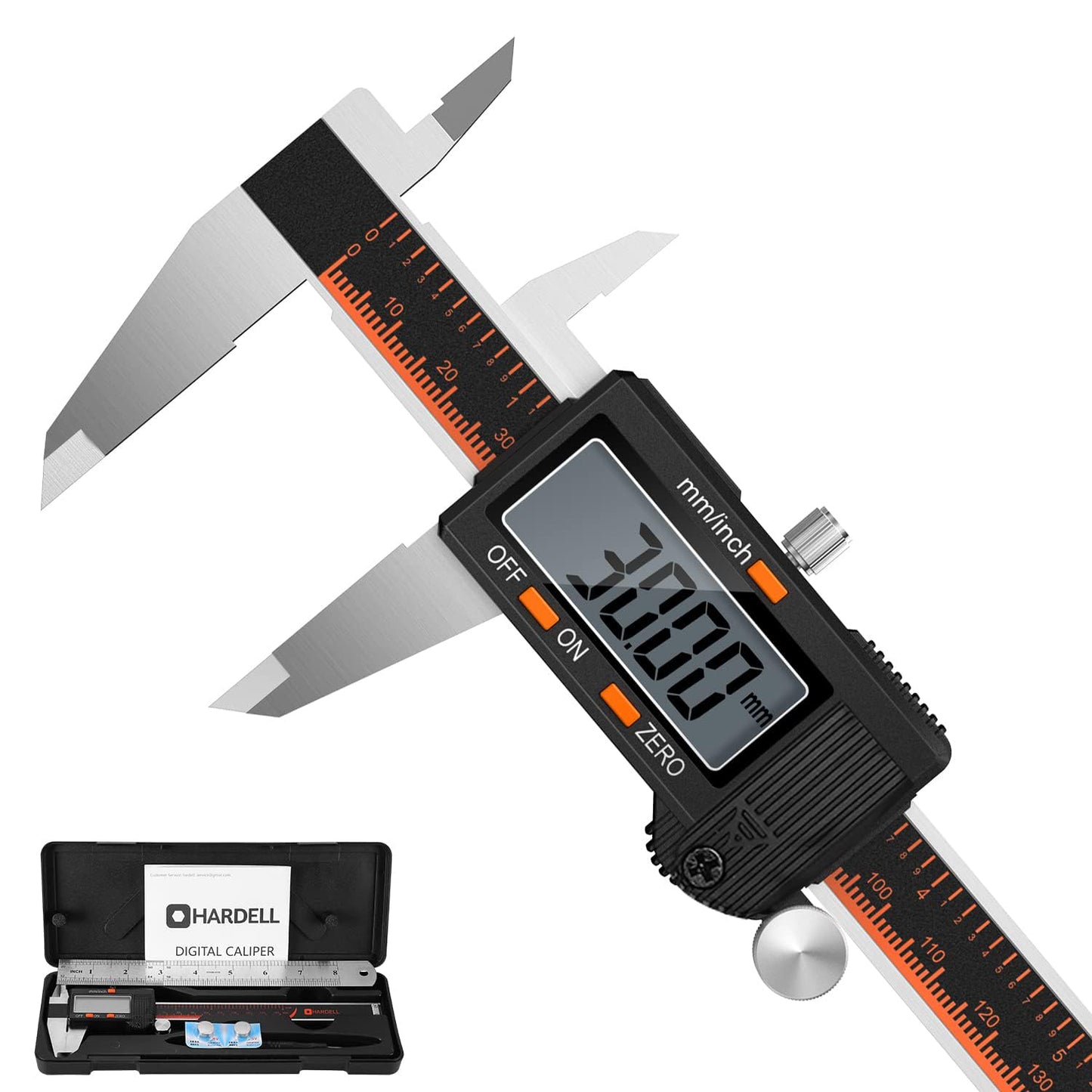 HARDELL Digital Caliper 6 Inch, Caliper Measuring Tool with Large LCD | Stainless Micrometer Calipers, Inch/mm Conversion, 4 Modes, Auto-Off and Sturdy Case. For DIY, 3D Printing and Jewelry