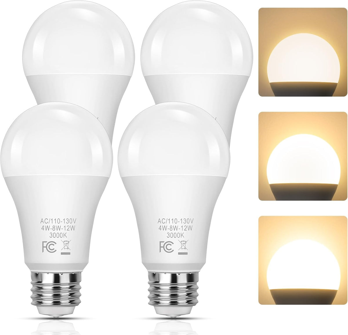 3 Way Light Bulbs 40 70 100W Equivalent, 4/8/12W Three Way LED Light Bulbs
