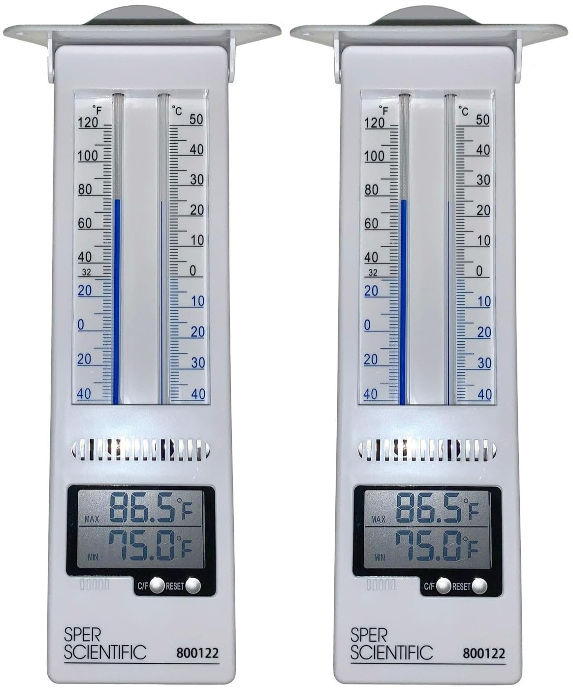 Sper Scientific Analog & Digital Min/Max Thermometer 800122 - Accurate Temperature Tracking, Weather-Resistant Design, Dual Display for Indoor & Outdoor Use, Ideal for Greenhouses, Labs & Food Storage