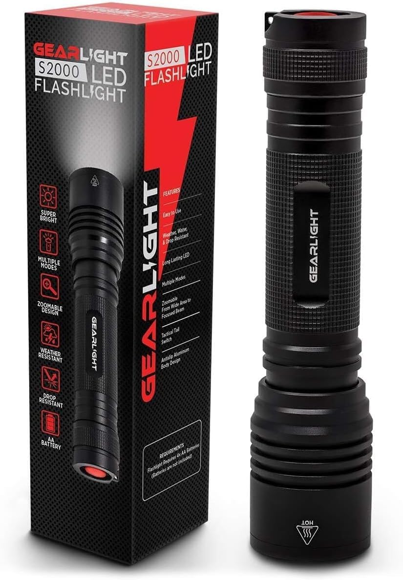 LED Flashlight High Lumens, Tactical Flashlight Battery Powered (Batteries Not Included), Bright Handheld Flashlight for Camping, Hunting, Home, Security, Hiking, Walking at Night & Emergency Use