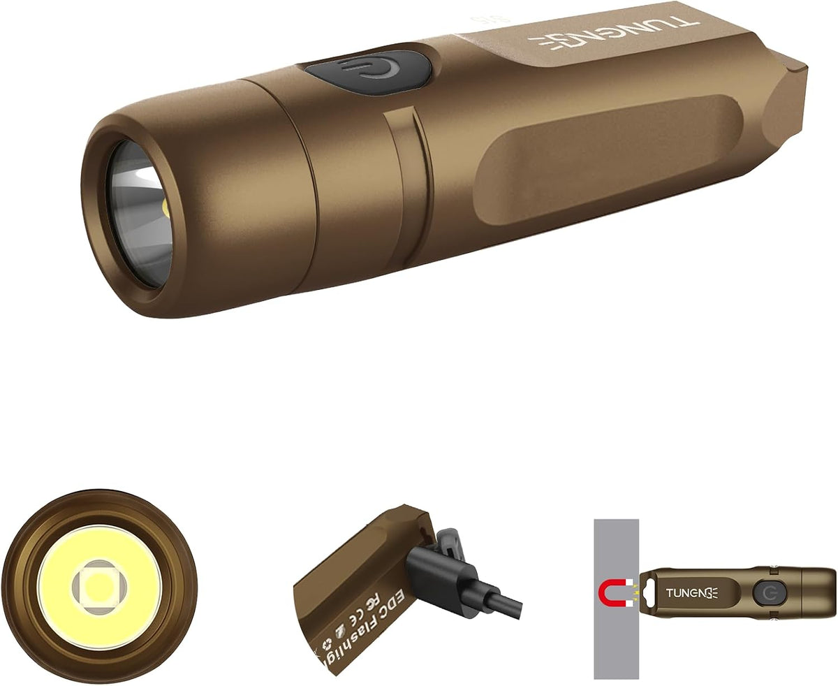 S15 Super Bright 650 Lm Mini Rechargeable EDC Keychain Flashlight | IP66 Waterproof, USB-C,Durable, Aluminum, Pocket Clip,Hands-Free, Compact, for Repair, Camping, Hiking, Outdoor