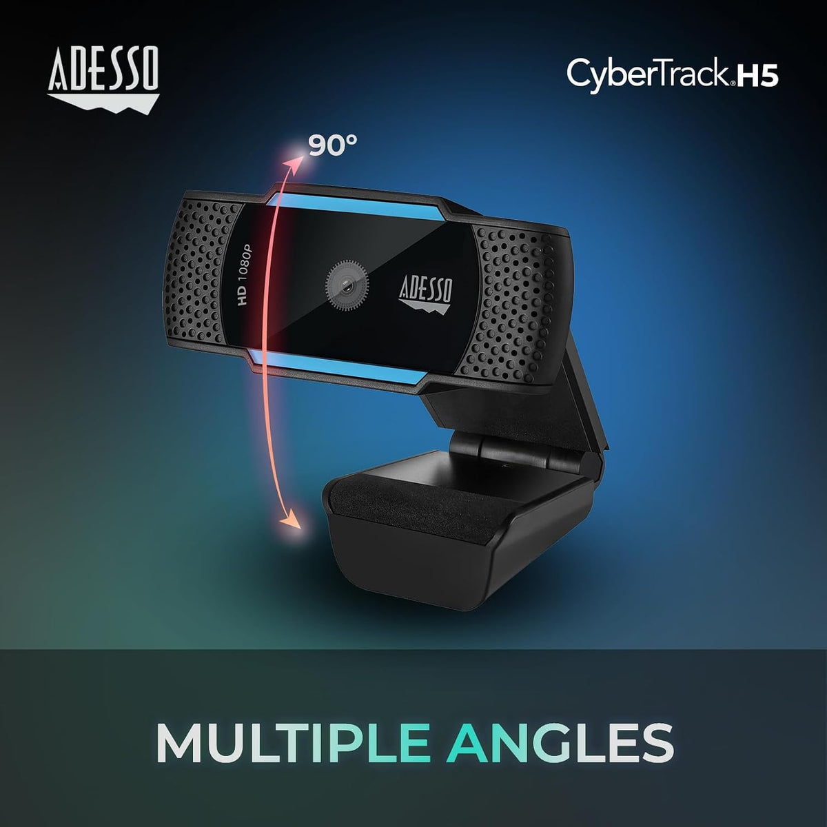 Adesso Cybertrack H5 1080p HD Webcam, Black
